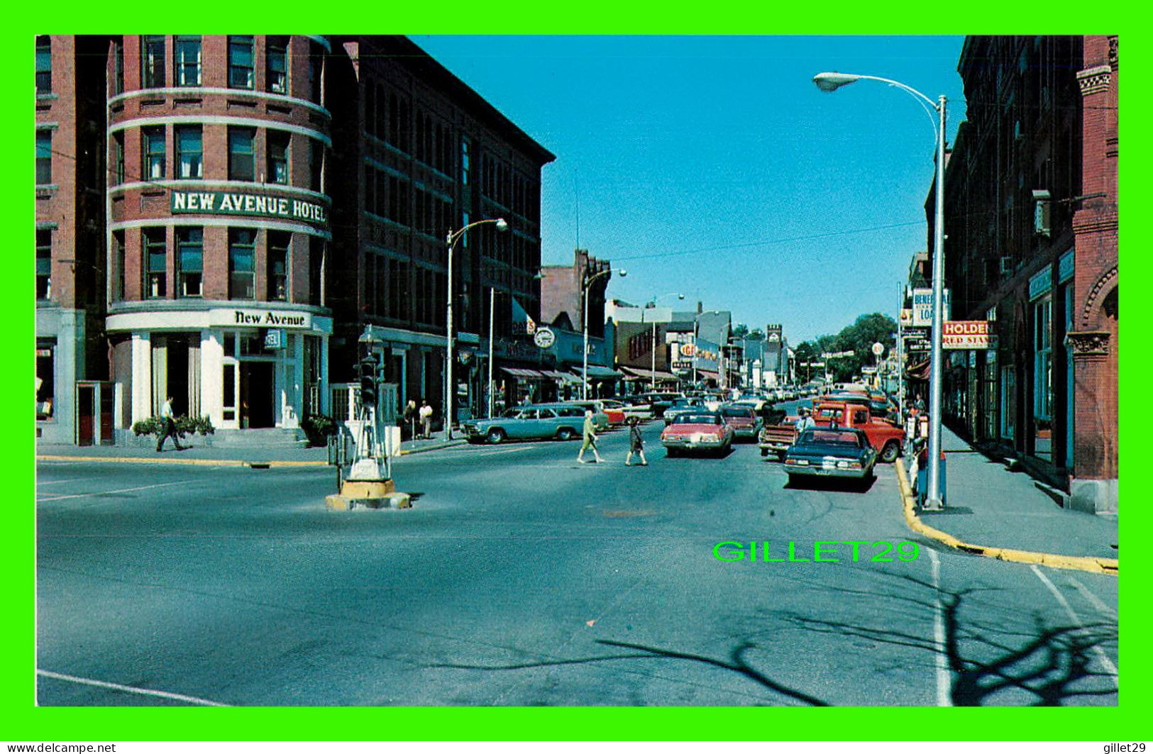 ST JOHNBURY, VT - RAILROAD AVENUE -  ANIMATED WITH OLD CARS - PUB. BY FORWARD COLOR PROD. - - Other & Unclassified