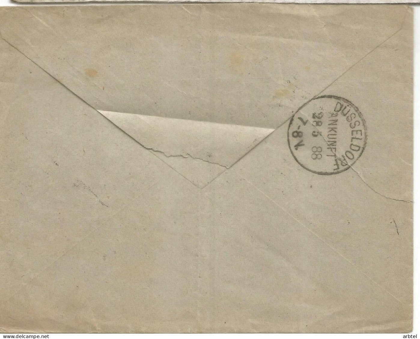 SAN FELIU DE GUIXOLS GERONA  A ALEMANIA USSELDORF 1880 ALFONSO XII MAT TREBOL - Cartas & Documentos