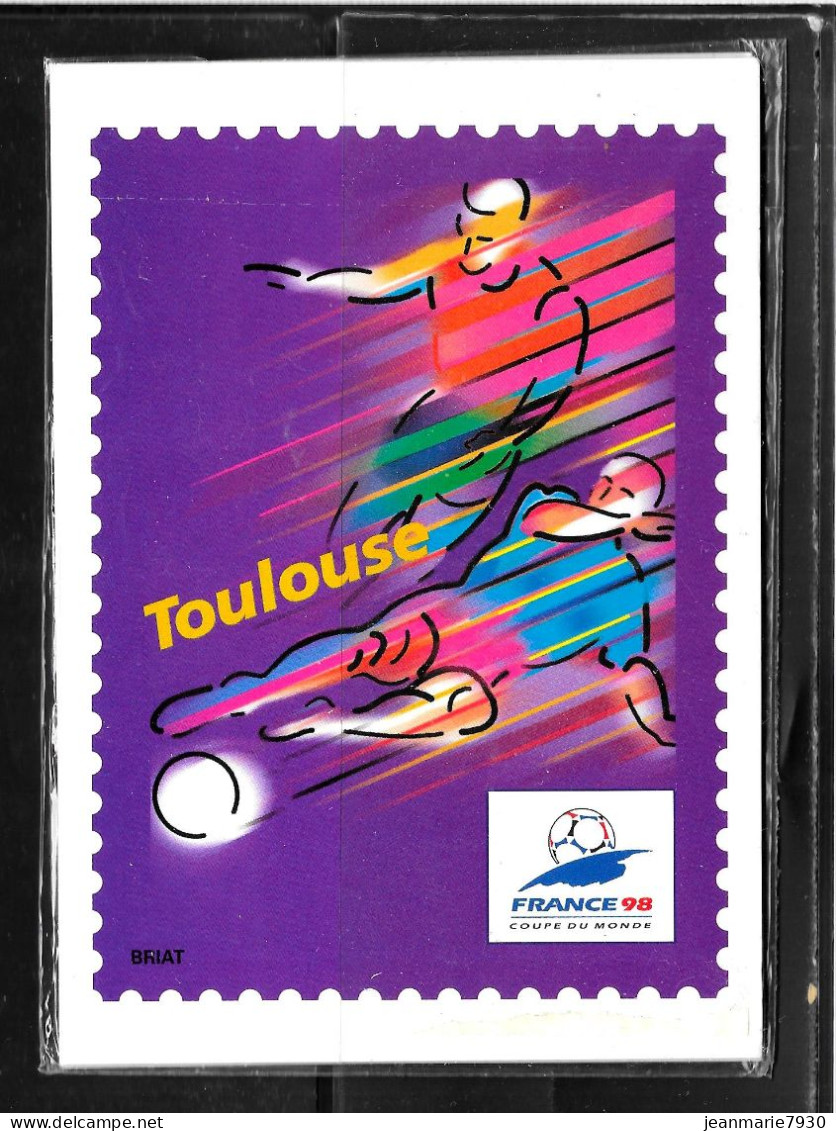 1E33 - LOT DE 4 PRET A POSTER COUPE DU MONDE DE FOOTBALL 1998 NEUFS SOUS BLISTER - PAP: TSC Und Halboffizielle Aufdrucke