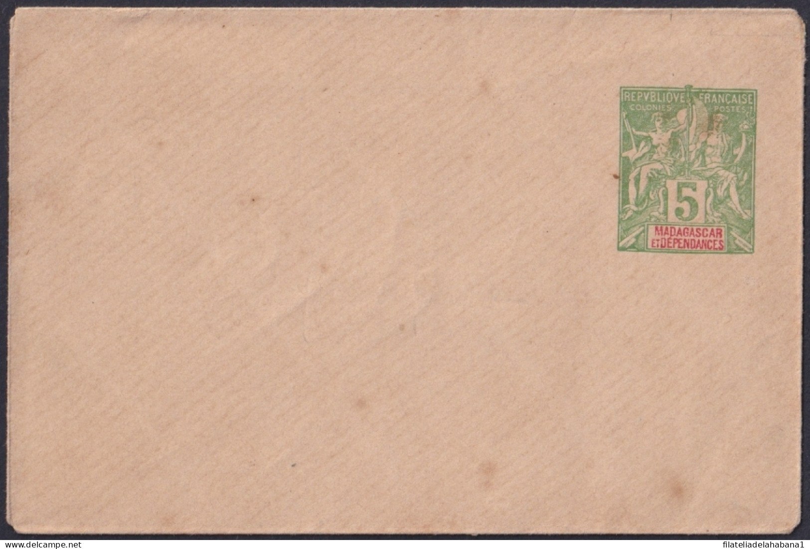 F-EX48602 MADAGASCAR FRANCE 5c POSTAL STATIONERY UNUSED.  - Sonstige & Ohne Zuordnung