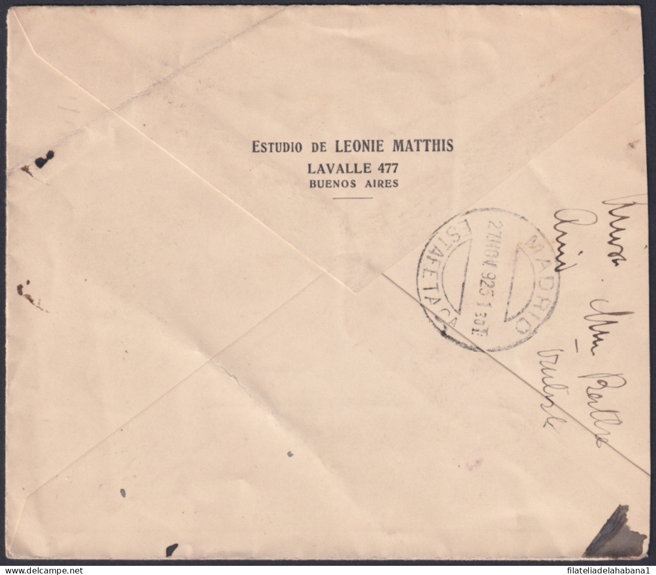 F-EX48655 ARGENTINA 1925 COVER “TERCER REPARTO” POSTMARK MADRID SPAIN.  - Storia Postale