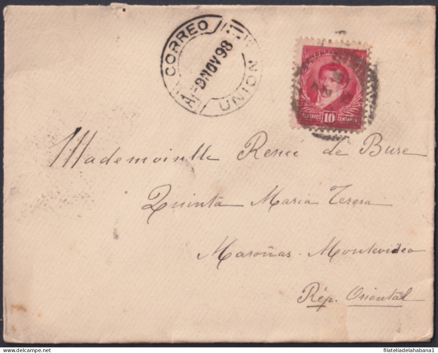 F-EX48659 ARGENTINA 1898 UNION COVER TO URUGUAY.  - Covers & Documents