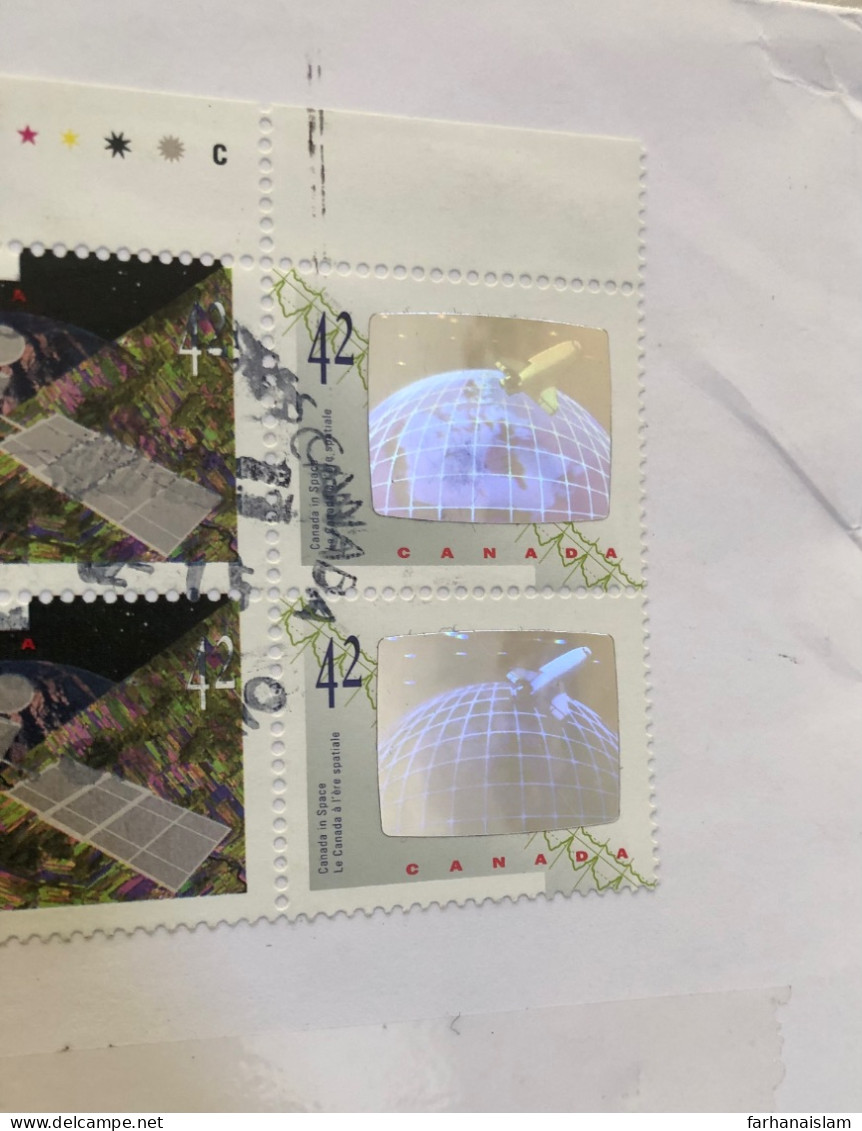 Canada Cover Franking With SPACE Stamp Hologram Odd Shape Unusual - Luchtpost