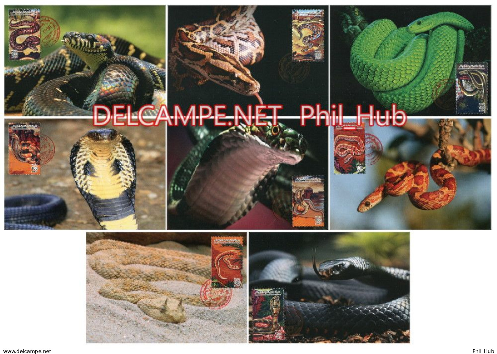 LIBYA 1996 Reptiles Reptilia Snakes Cobra (8 Maximum-cards) - Serpents