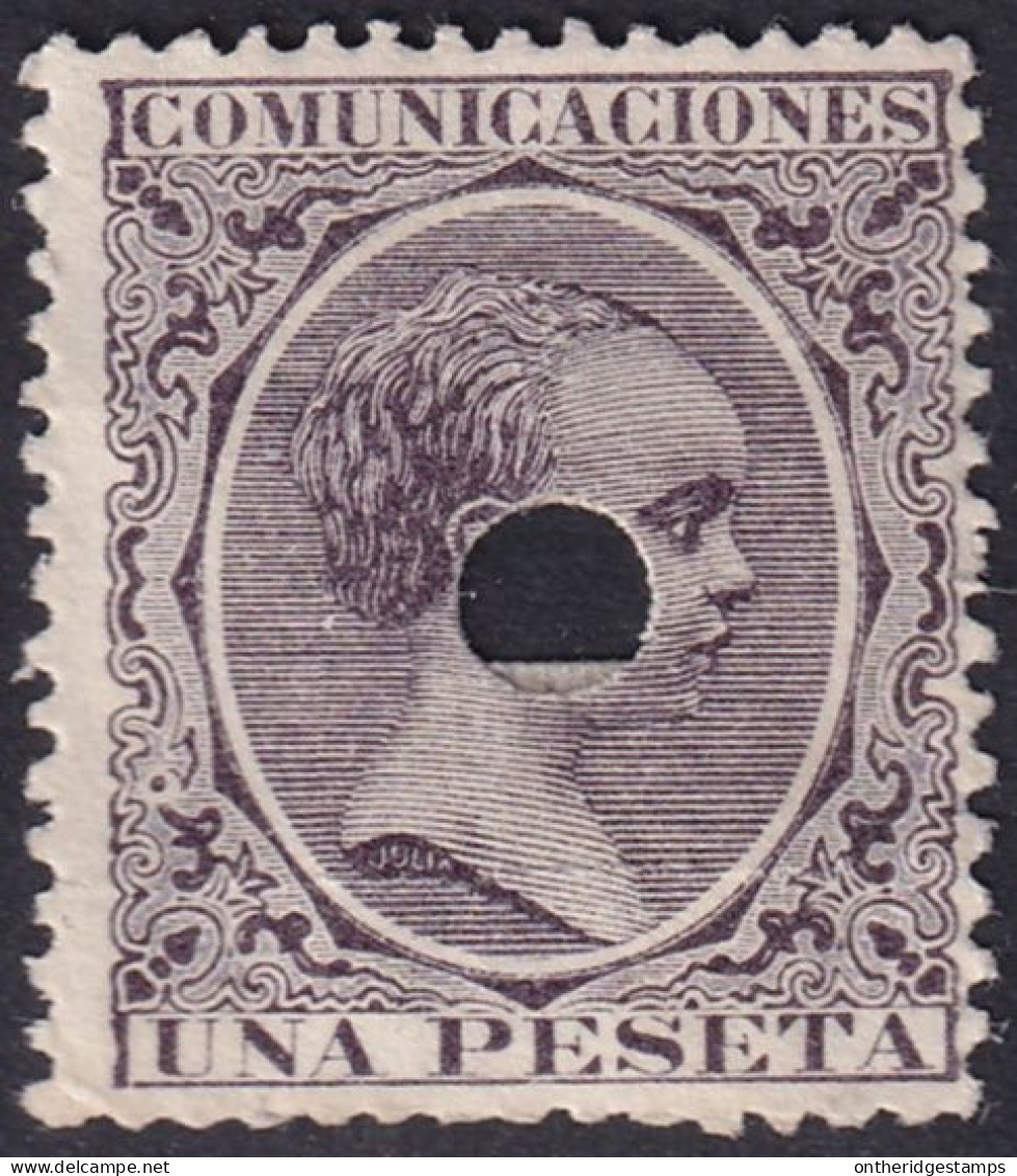 Spain 1889 Sc 268 España Ed 226T Telegraph Punch (taladrado) Cancel - Telegrafi