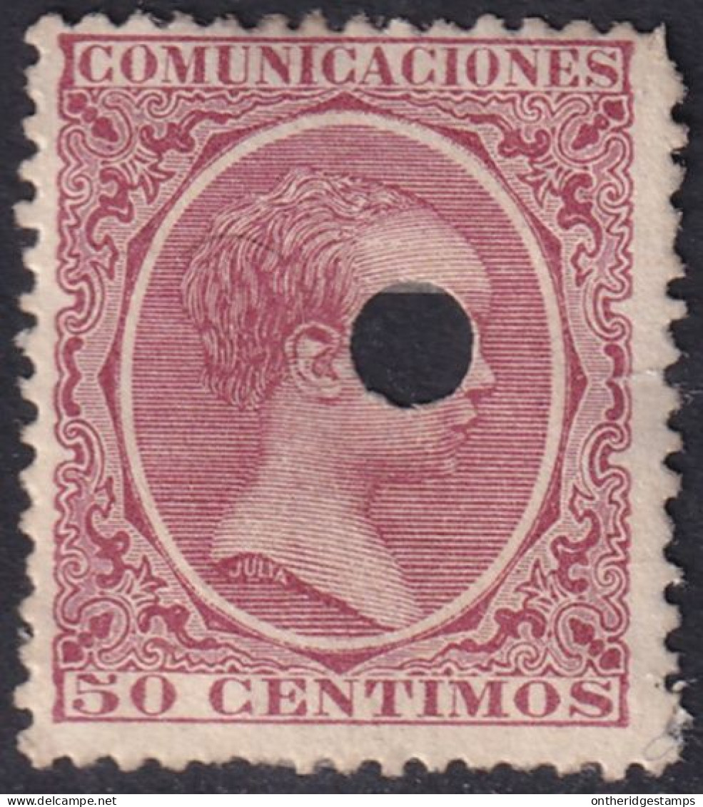 Spain 1889 Sc 266 España Ed 224T Telegraph Punch (taladrado) Cancel - Telegrafen