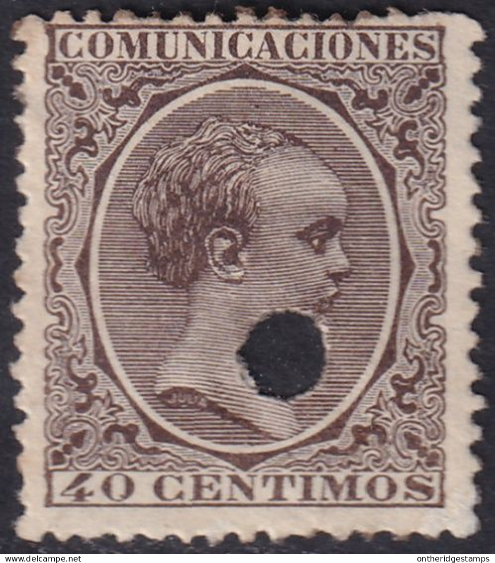 Spain 1889 Sc 265 España Ed 223T Telegraph Punch (taladrado) Cancel - Telegrafen