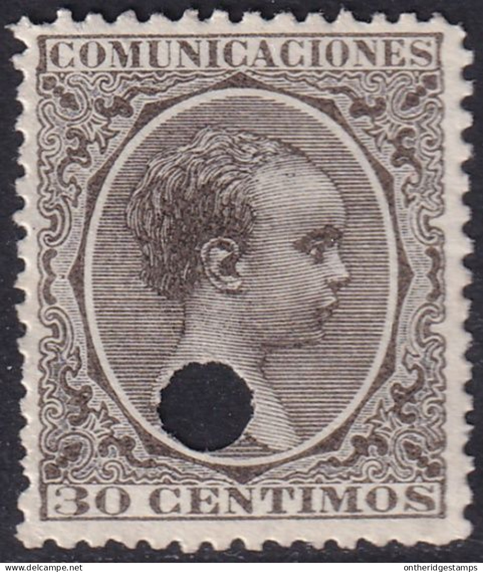 Spain 1889 Sc 264 España Ed 222T Telegraph Punch (taladrado) Cancel - Telegramas