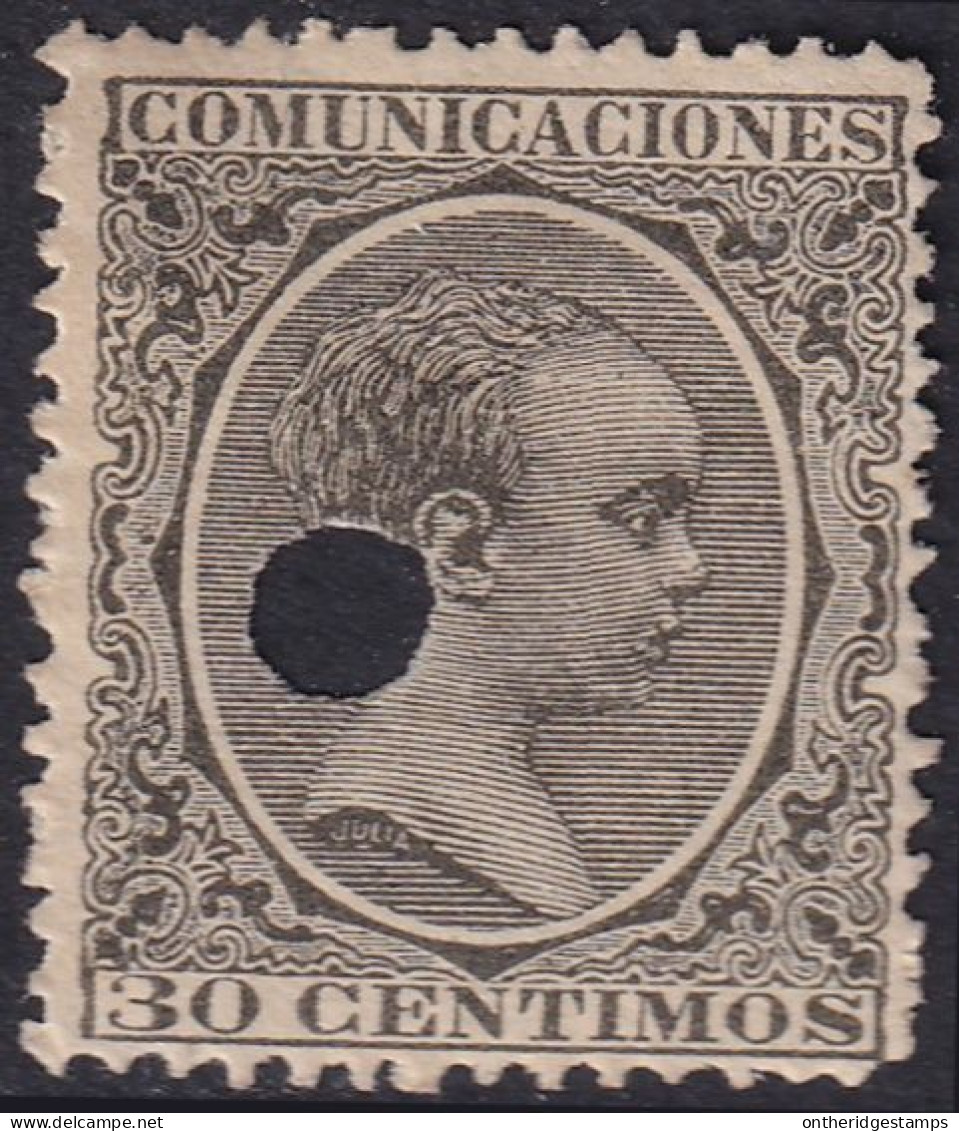 Spain 1889 Sc 264 España Ed 222T Telegraph Punch (taladrado) Cancel - Telegramas