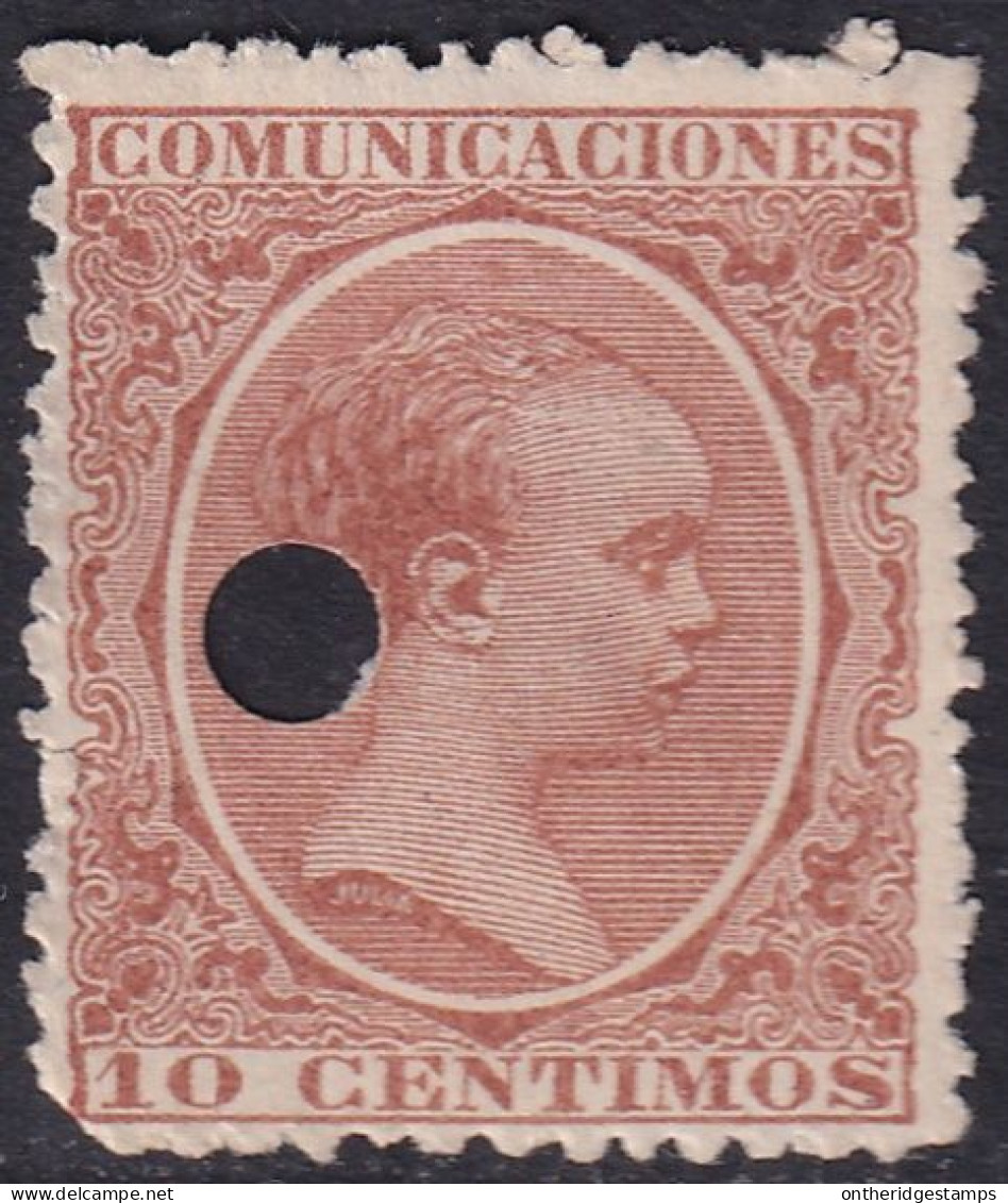 Spain 1889 Sc 259 España Ed 217T Telegraph Punch (taladrado) Cancel - Télégraphe