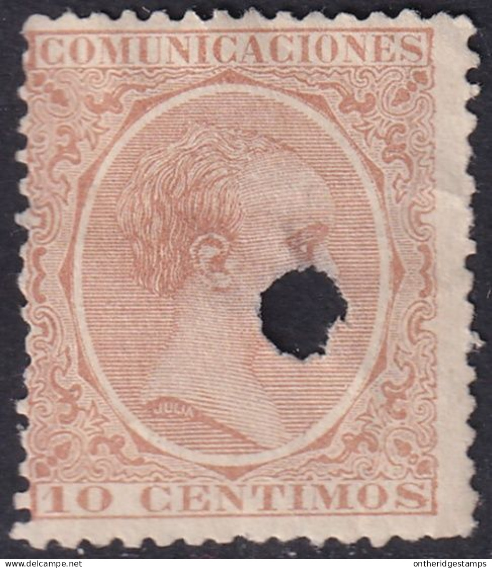 Spain 1889 Sc 259 España Ed 217T Telegraph Punch (taladrado) Cancel - Telegraph