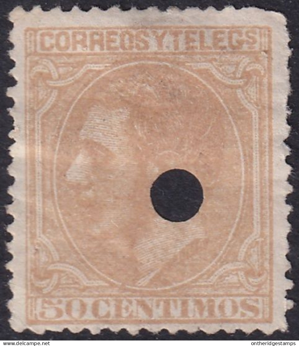 Spain 1879 Sc 248 España Ed 206T Telegraph Punch (taladrado) Cancel - Telegrafen