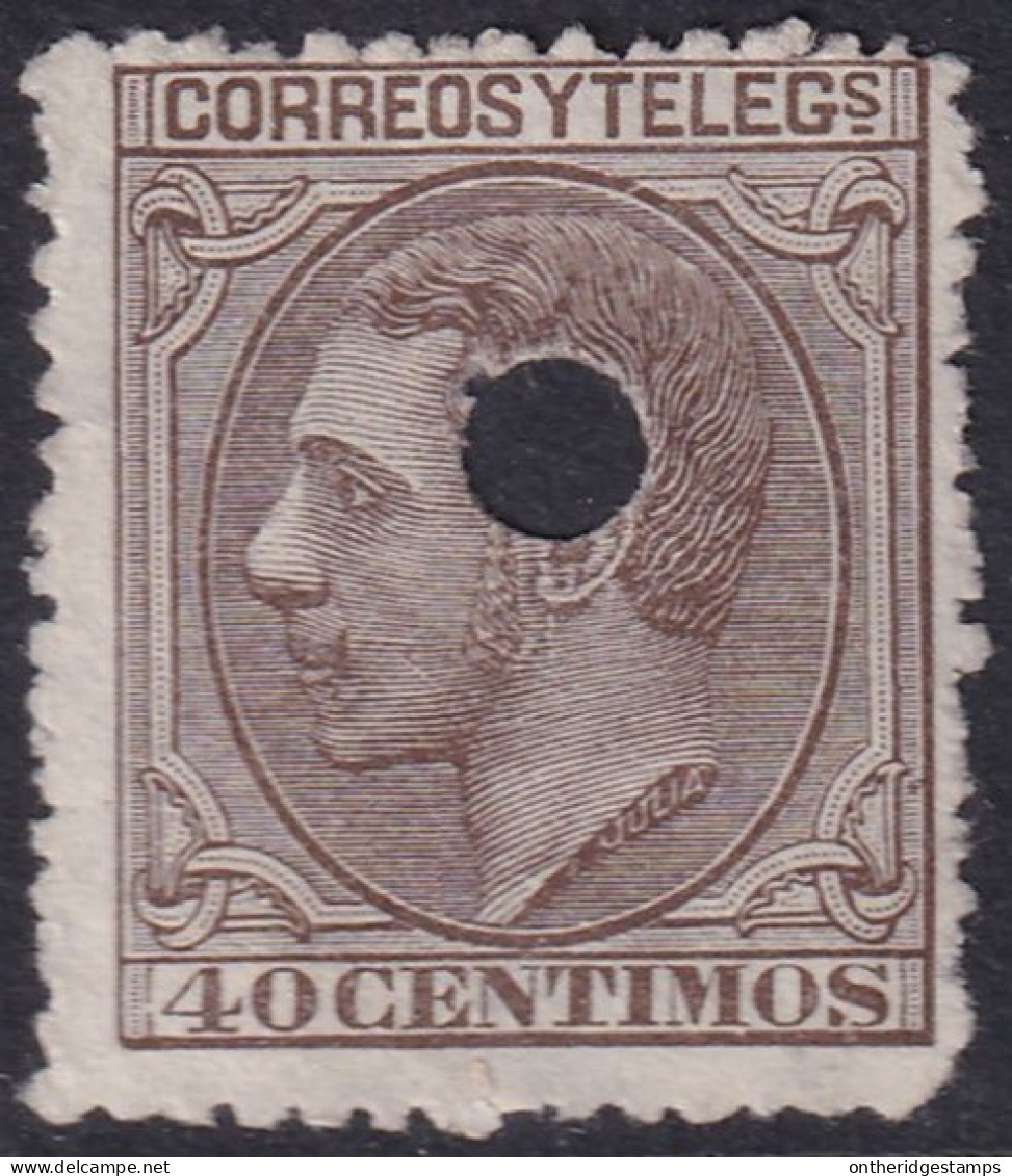 Spain 1879 Sc 247 España Ed 205T Telegraph Punch (taladrado) Cancel - Telegramas