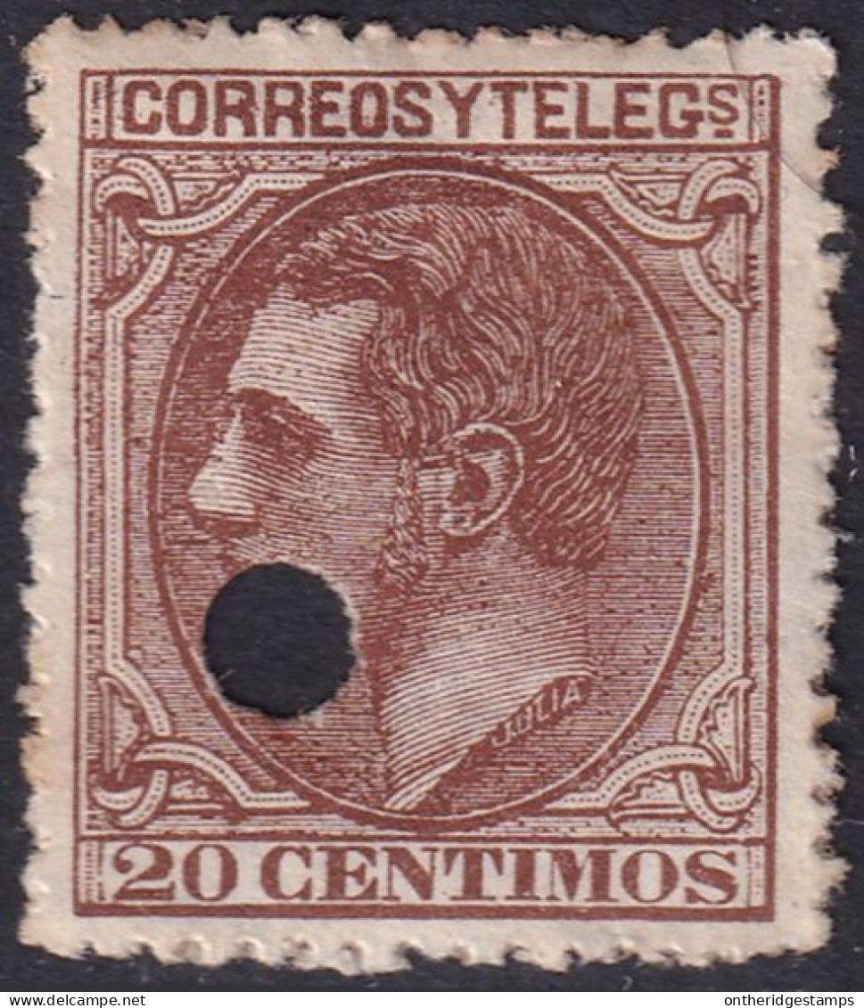 Spain 1879 Sc 245 España Ed 203T Telegraph Punch (taladrado) Cancel - Télégraphe