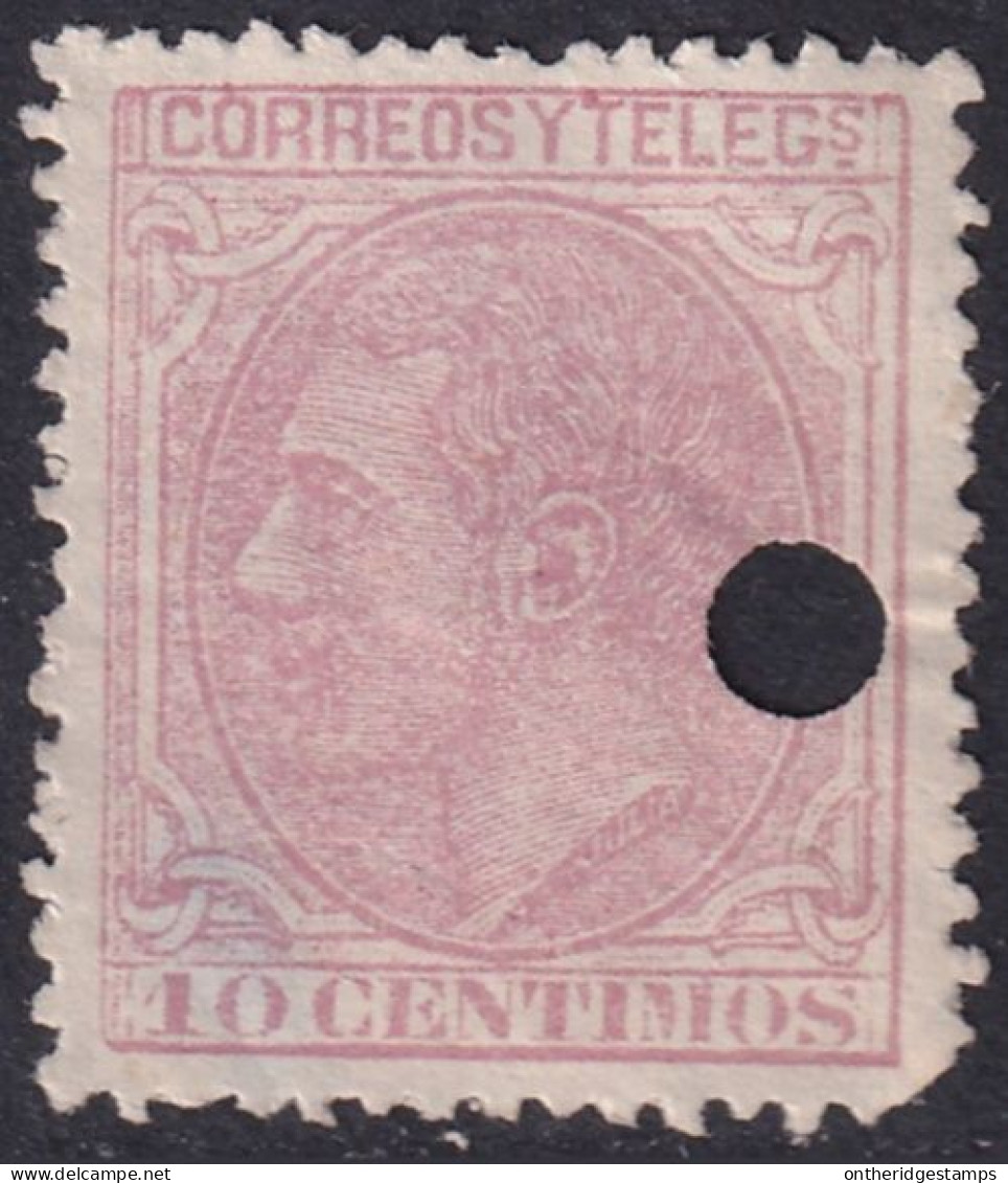 Spain 1879 Sc 244 España Ed 202T Telegraph Punch (taladrado) Cancel - Telegrafi