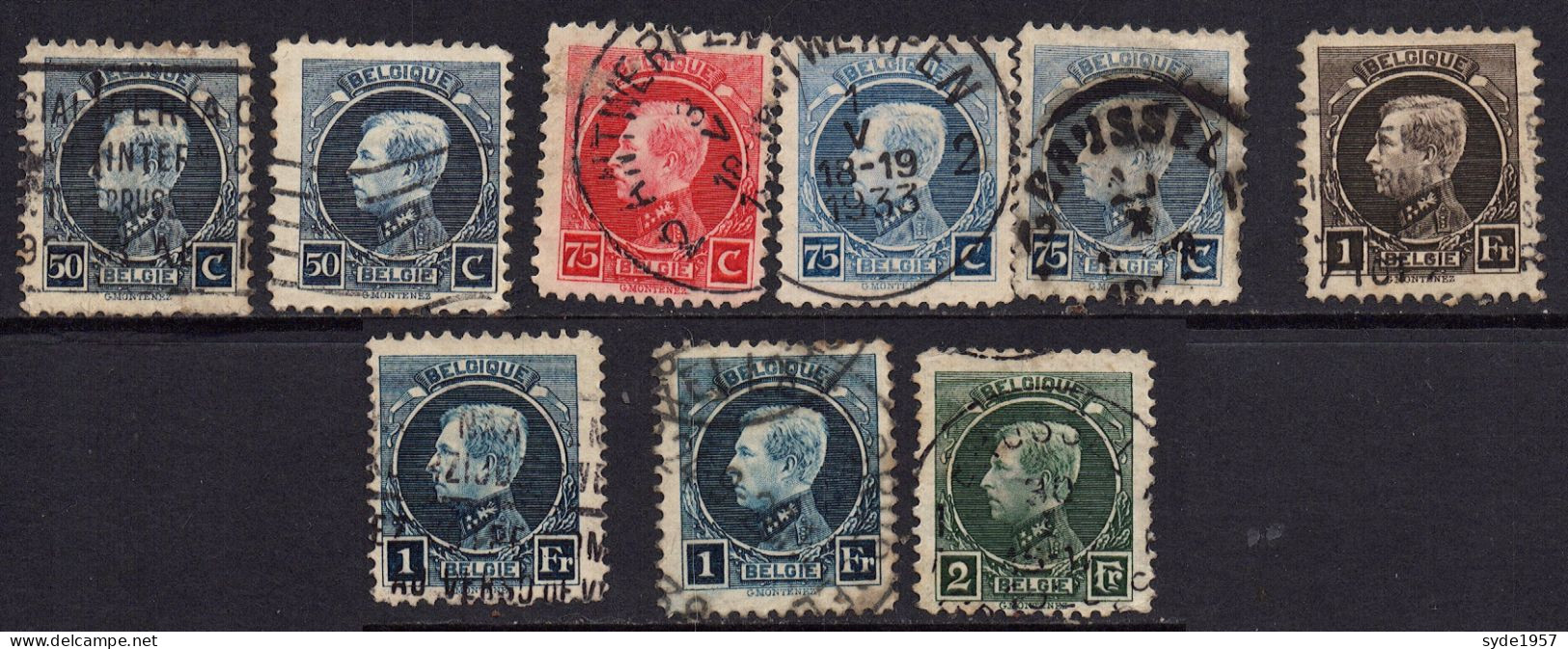 Belgique 1921-1925 Albert1er "Petit Montenez" , 9 Timbres Voir N° COB Ci-dessous : - 1921-1925 Small Montenez