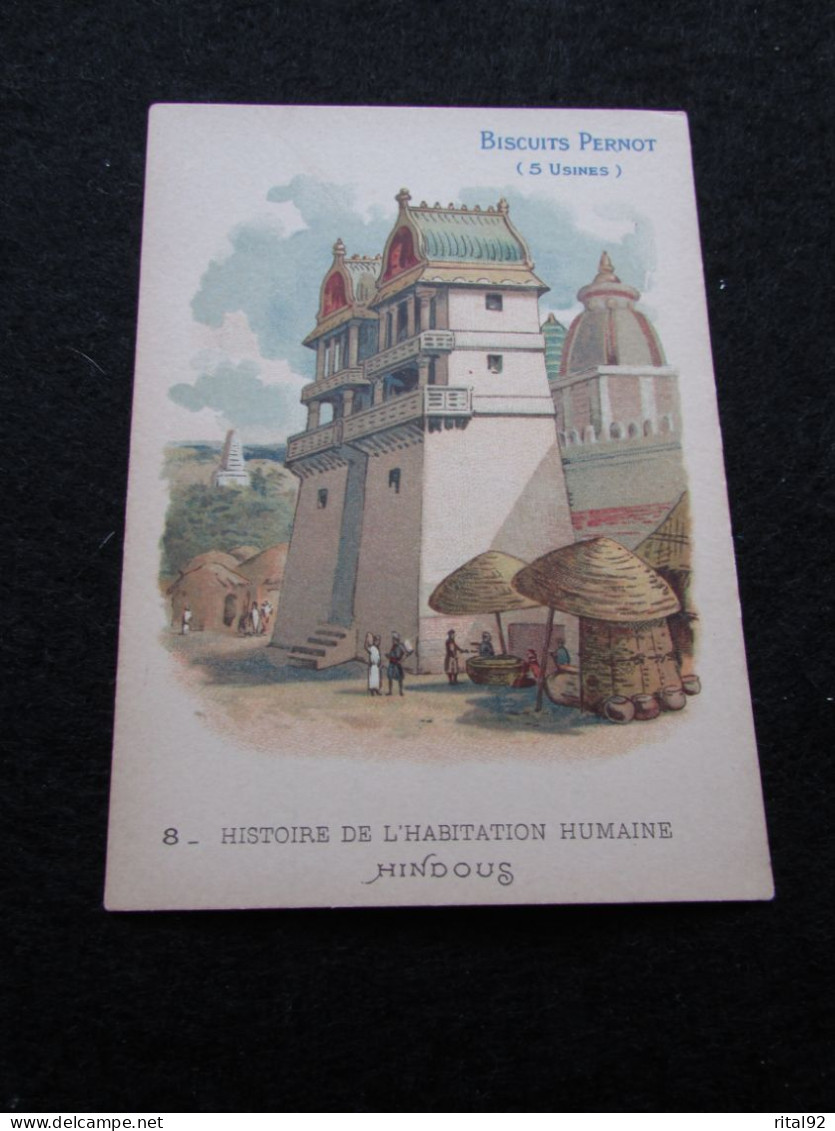 Chromo "BISCUITS PERNOT" - Série "Histoire De L'Habitation Humaine" - Pernot