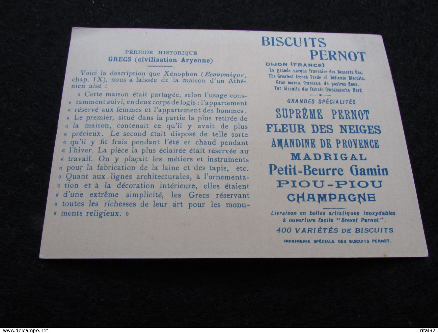 Chromo "BISCUITS PERNOT" - Série "Histoire De L'Habitation Humaine" - Pernot