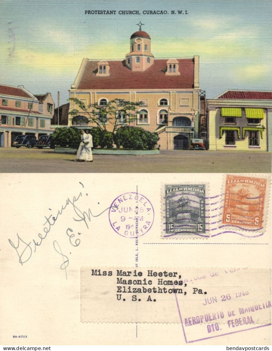 Curacao, N.W.I., WILLEMSTAD, Protestant Church (1948) Postcard - Curaçao