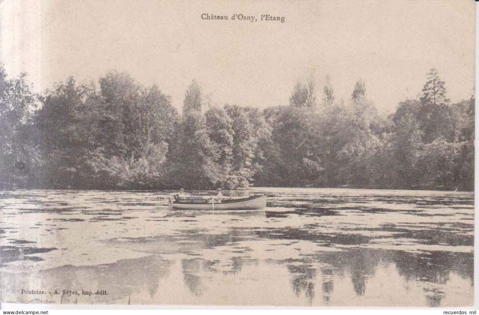 Chateau D'Osny L'Etang Promnade Avec Bateau  Carte Postale Animee 1905 - Osny