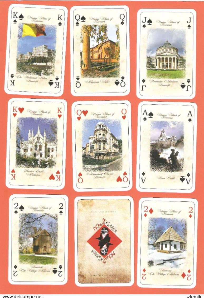 Playing Cards 52 + 3 Jokers.    ROMANIA -  Unique  Places,   Romania - C.2018 - 54 Carte