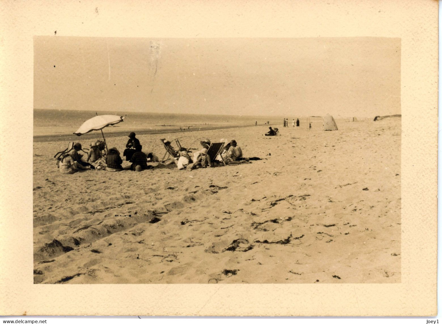 Photo De St Martin De Bréhal, La Plage,  Département De La Manche Années 1920 Format 13/18 - Places