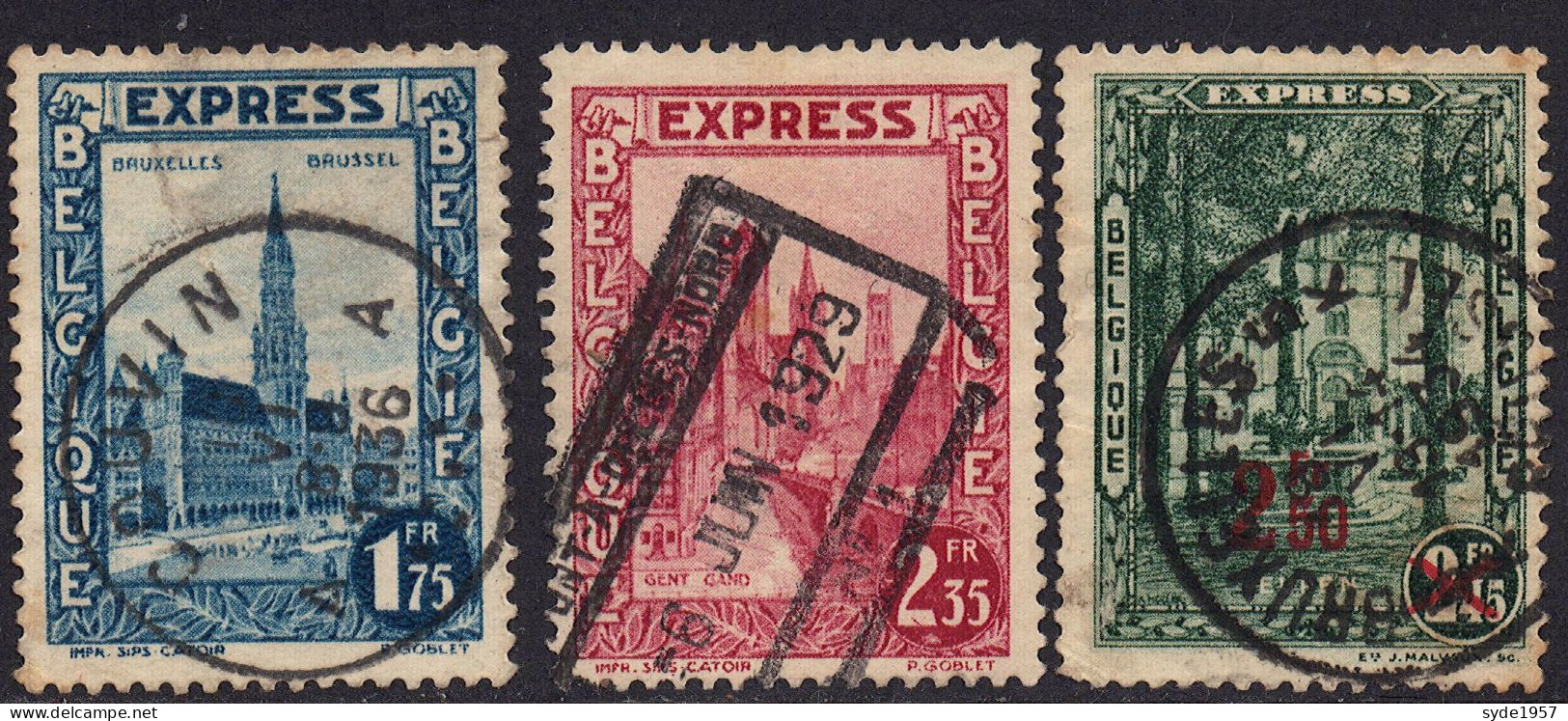 Belgique 1929-1931 Express  COB 292 C, D, E Oblitérés: - Otros & Sin Clasificación