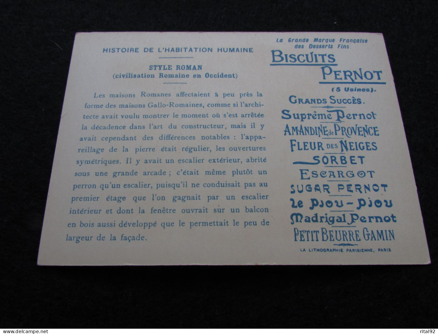 Chromo "BISCUITS PERNOT" - Série "Histoire De L'Habitation Humaine" - Pernot