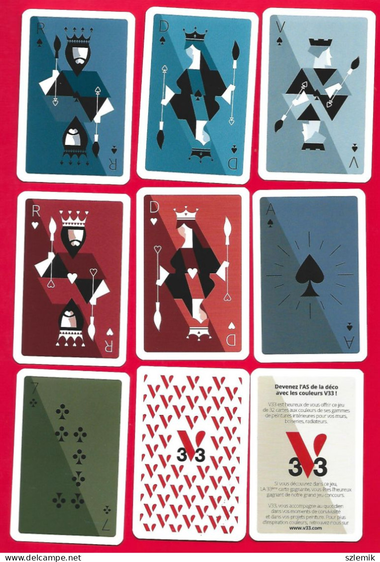 Playing 24 Cards ,   V33 ,   FRANCE - 2023 , Replacement Box, Transparent Plastic. - 32 Carte