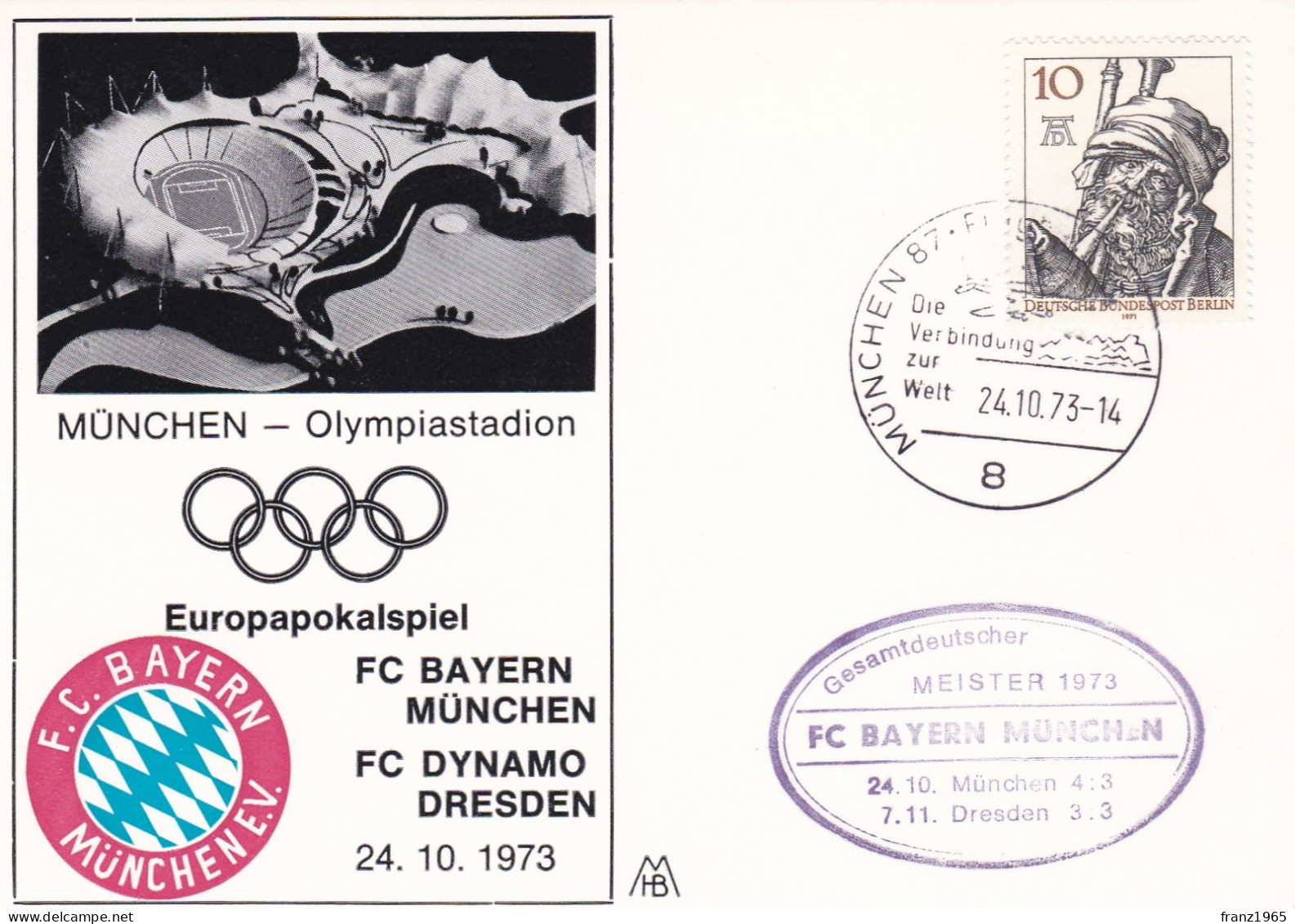 Europapokalspiele FC Bayern Munchen - FC Dynamo Dresden - 1973 - Clubs Mythiques