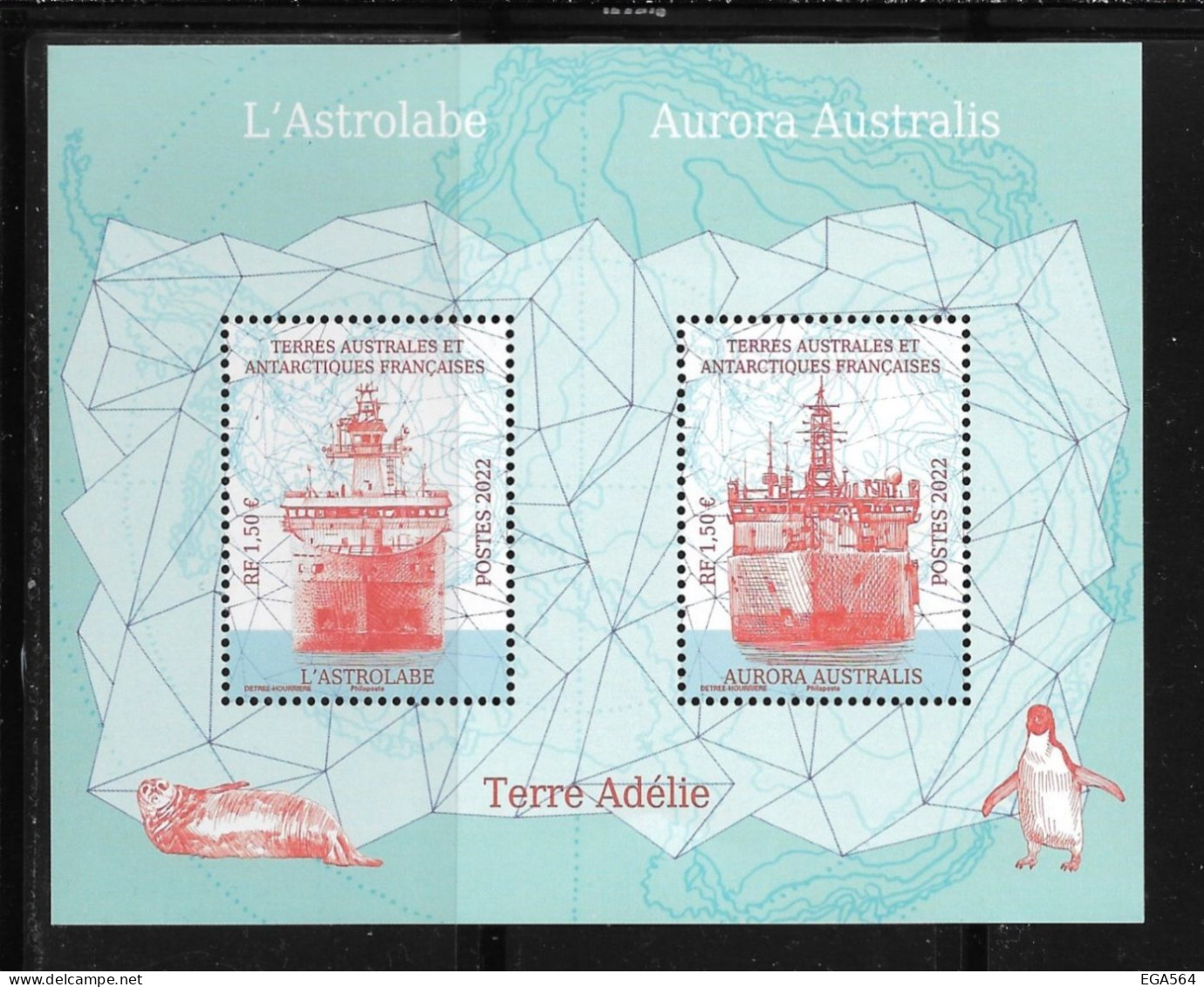 CN2 -Y&T F1019 **MNH De 2022  Navires Polaires En Terre Adélie " L'ASTROLABE " Et " AURORA AUSTRALIS " - Unused Stamps