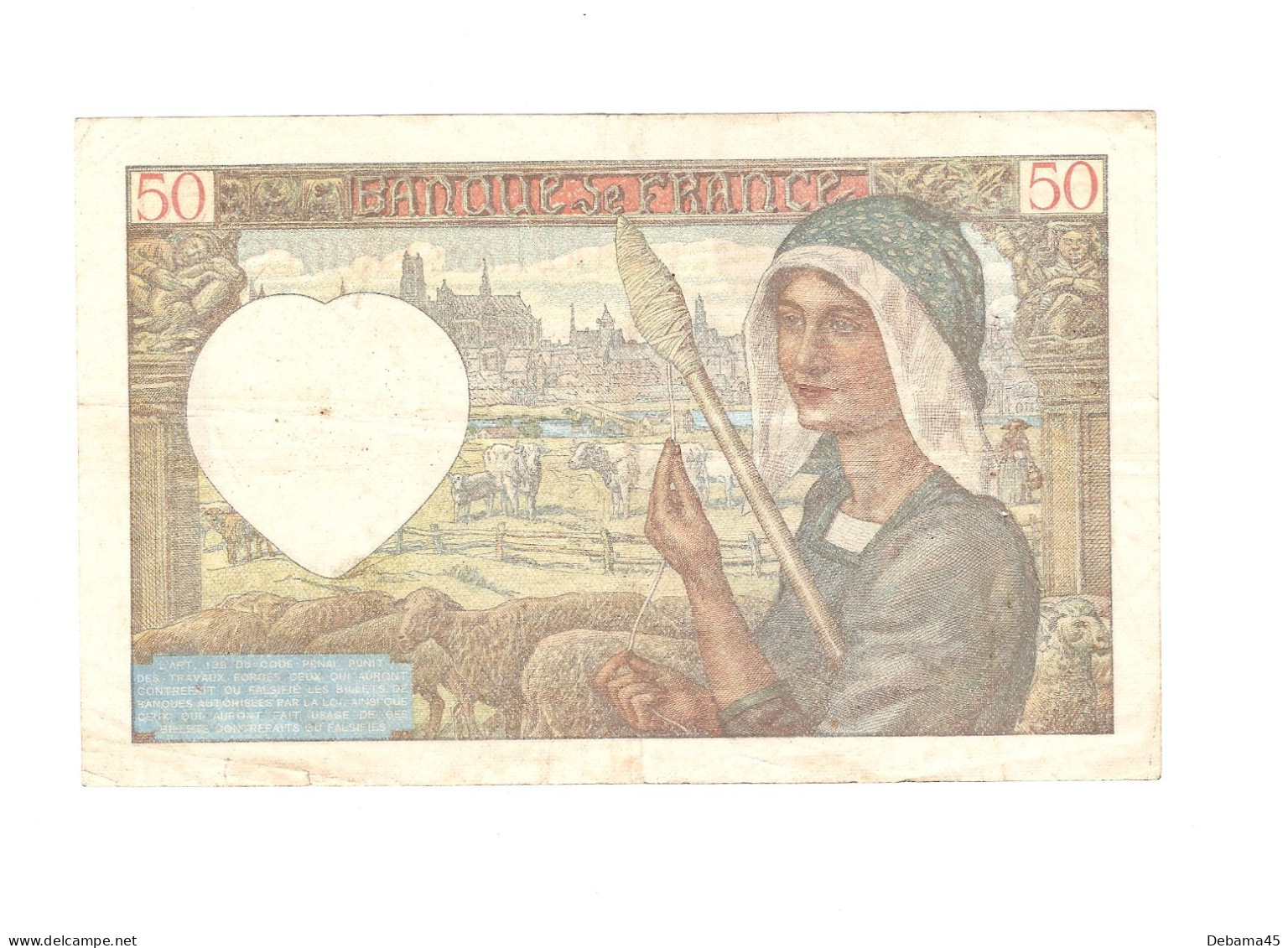 ALB/ France : 50 Francs JACQUES COEUR - 11/09/1941 - Dizaine De Trous D'épingle, Pliures - 50 F 1940-1942 ''Jacques Coeur''