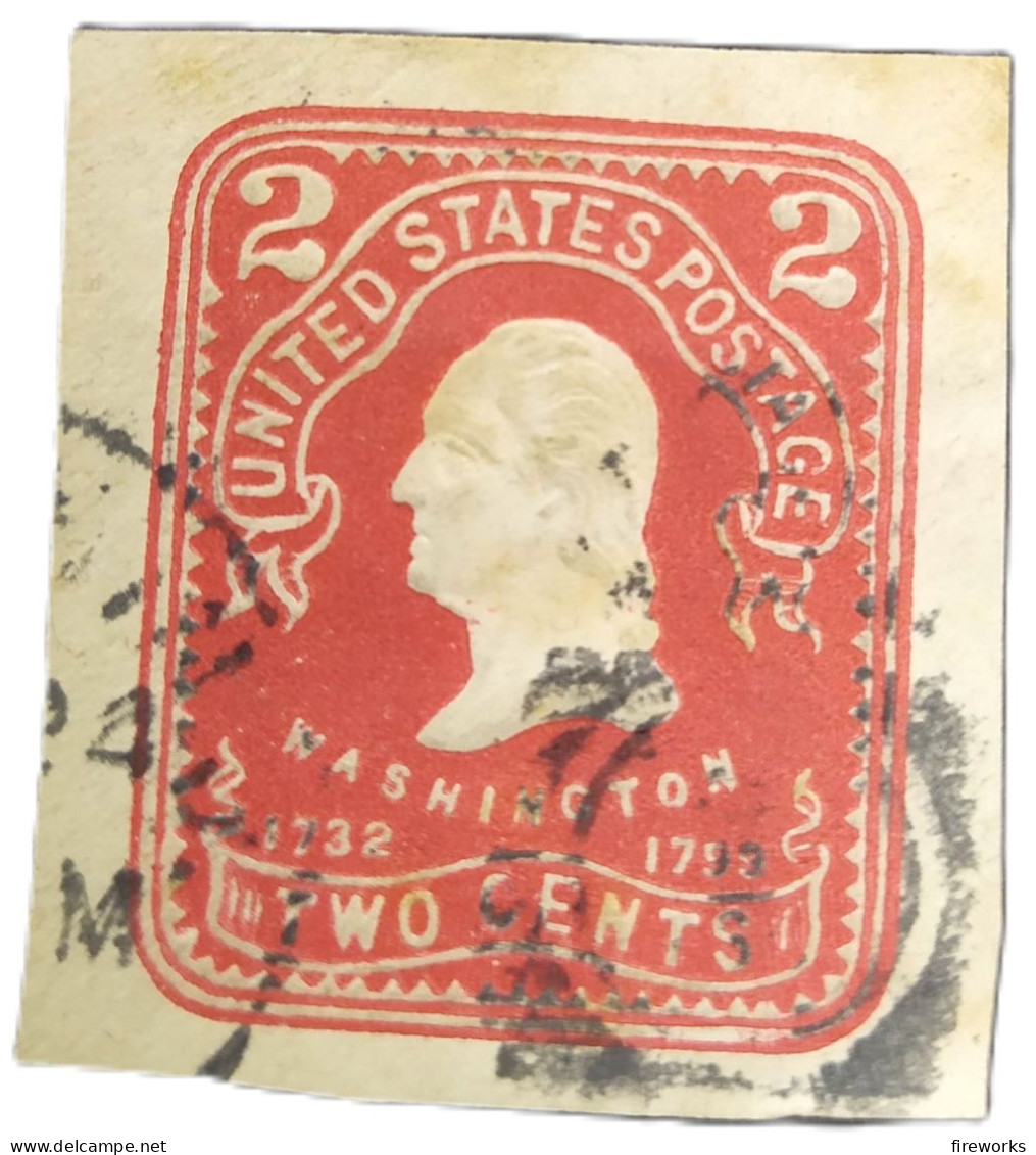 RARE*** Washington 1899 Timbre Carré Coupé Scott U385 US Postage Stamp Two Cents - TBE - 1861-65 Confederate States