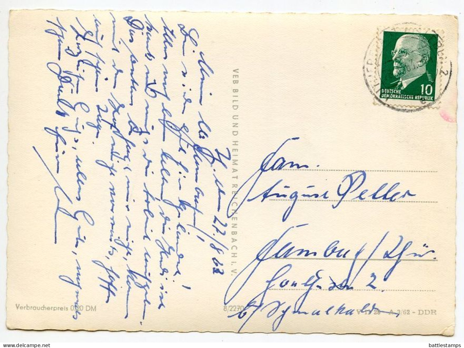Germany, DDR 1963 RPPC Postcard Lutherstadt Eisleben - Multiple Views; 10pf. Chairman Walter Ulbricht Stamp - Lutherstadt Eisleben