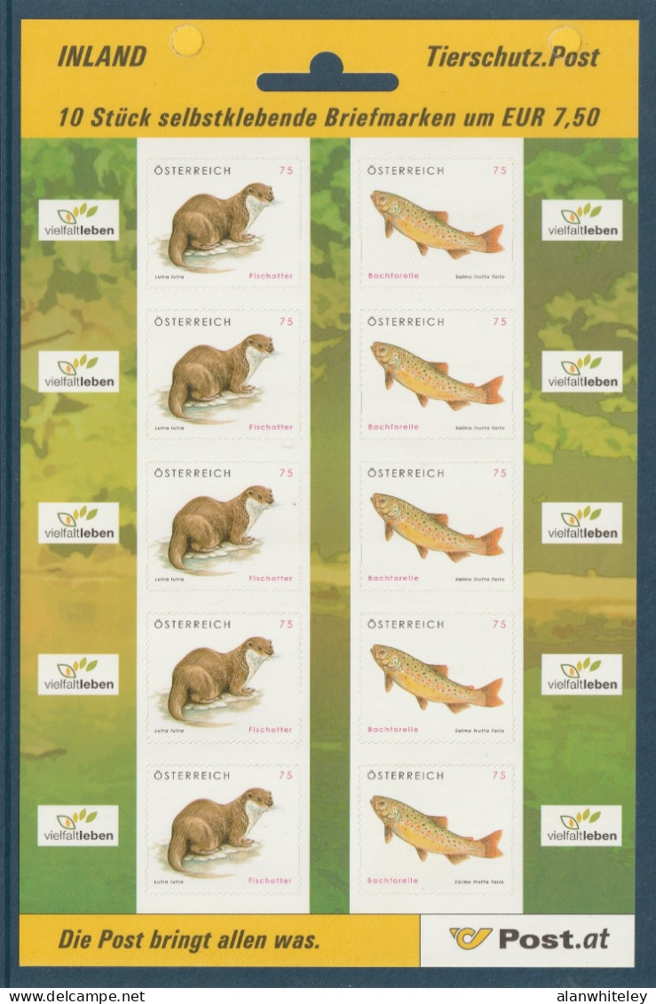 AUSTRIA 2010 Wildlife / Otter & Brook Trout S/ADH : Stamp Booklet UM/MNH - Booklets