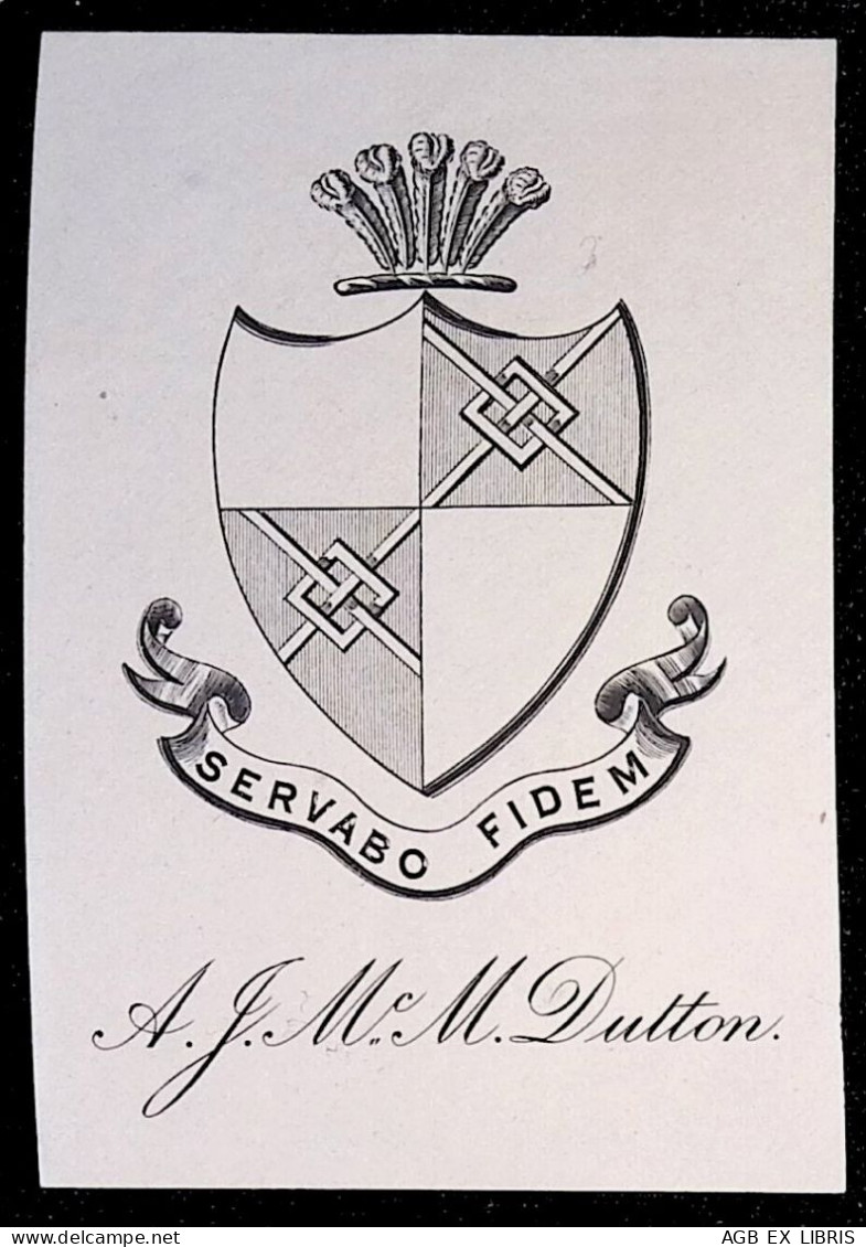EX LIBRIS A. J. Mc M. DUTTON (INGHILTERRA) L17-F01 XIX° SECOLO ARALDICO - Exlibris