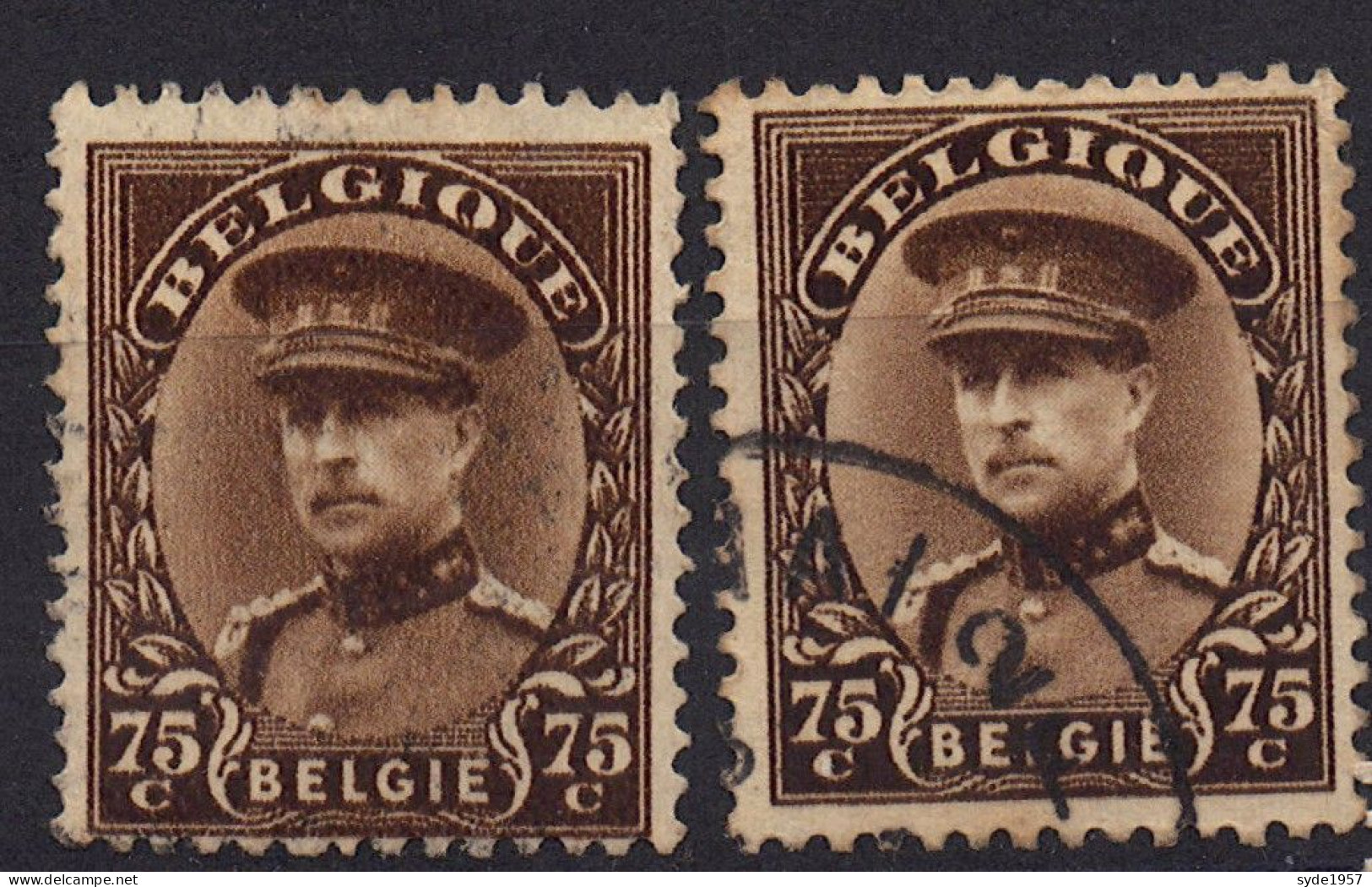 Belgique 1932 Albert 1er 75 C Type "en Casquette" COB 341, 1 Neuf Et 1 Oblitéré - 1931-1934 Kepi