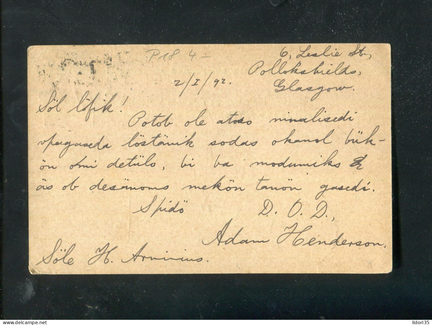 "GROSSBRITANIEN" 1892, Postkarte K1 "GLASGOW", Nummernstempel, Nach Innsbruck (70085) - Cartas & Documentos