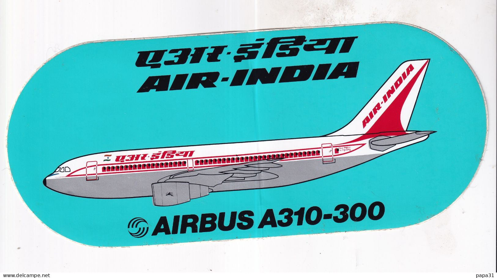 Autocollant Avion - AIR-INDIA   AIRBUS A310-300 - Aufkleber