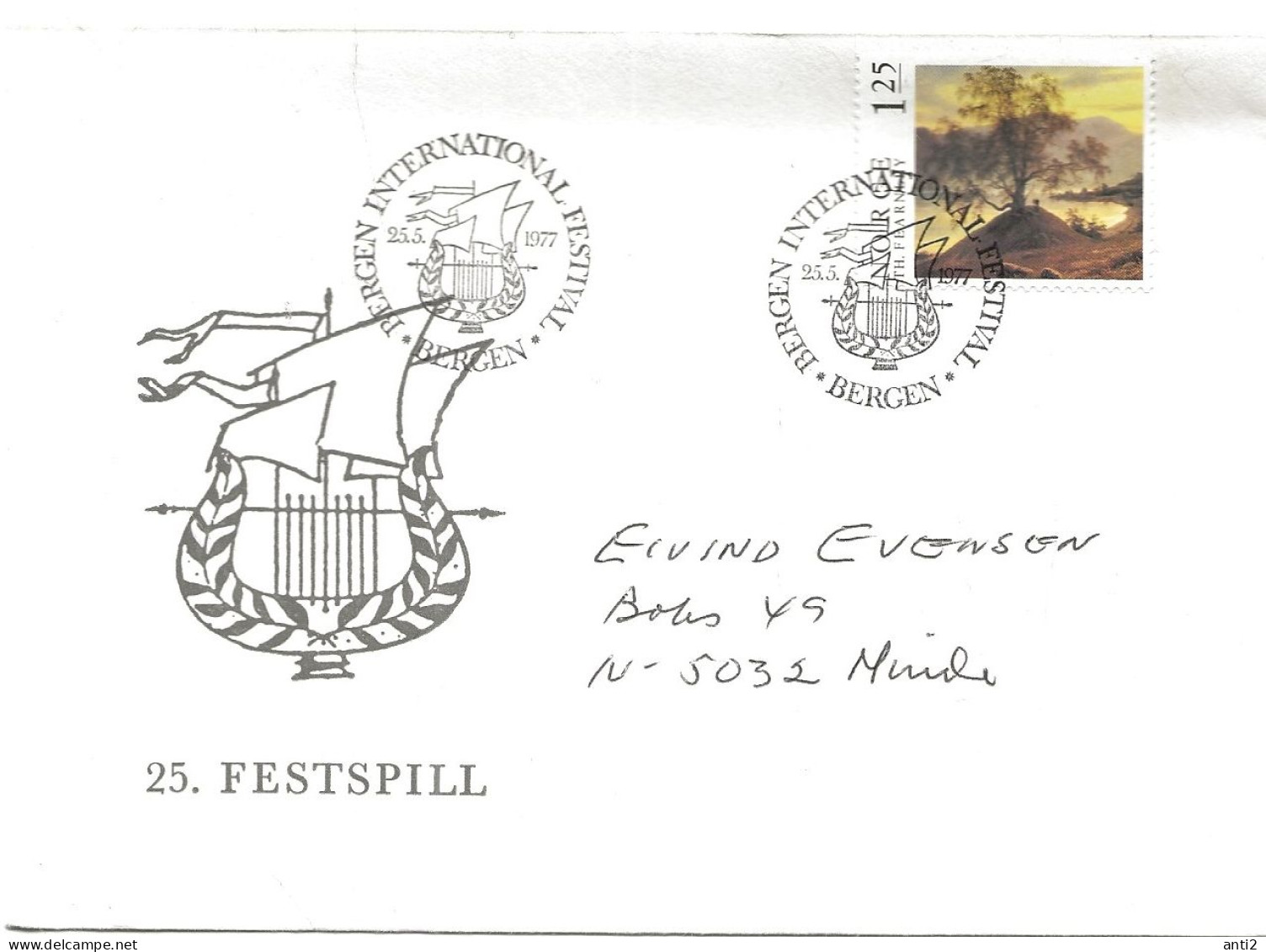 Norway 1977 Special Cover Bergen Intermasjnale Festspill , Cancelled 25.5.1977 - Lettres & Documents