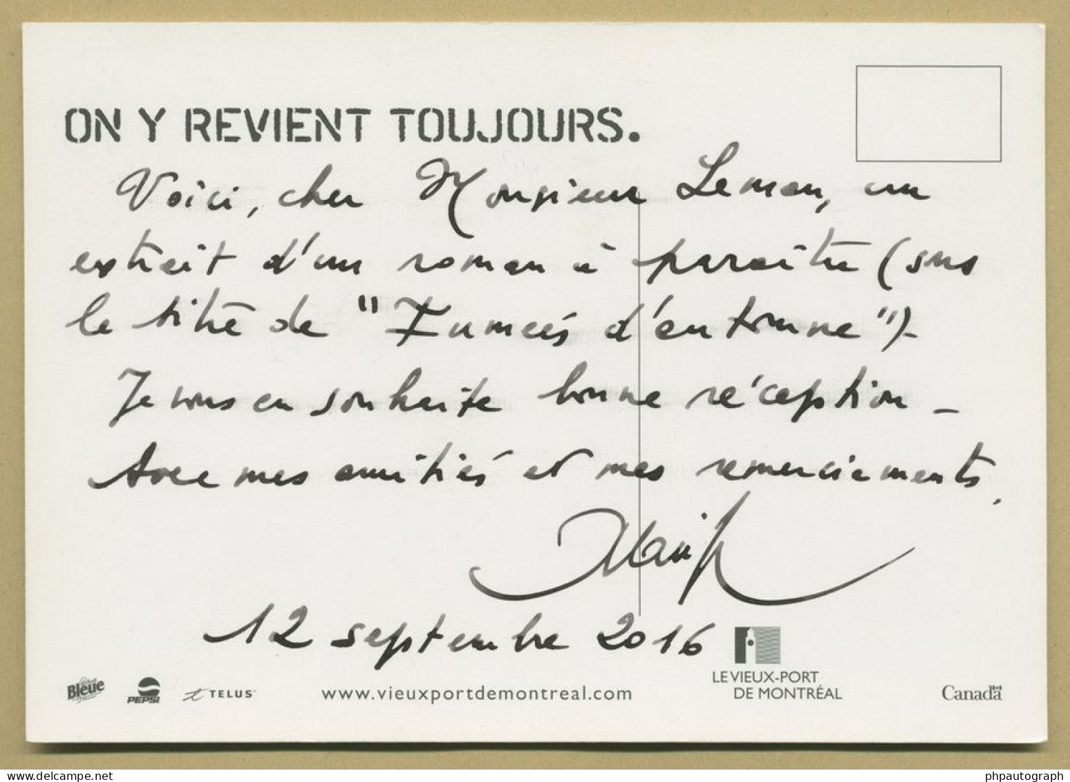 Alain Gerber - Écrivain Français - Manuscrit Dédicacé & Carte Autographe Signée - Ecrivains