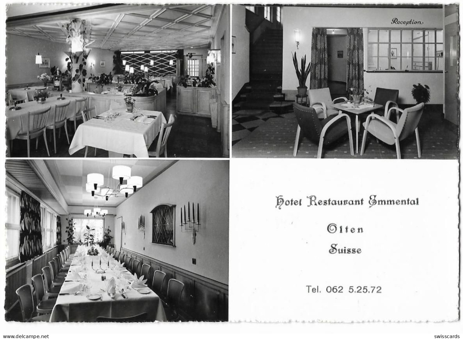 OLTEN: Hotel Restaurant Emmental, 3-Bild-Werbe-AK ~1960 - Olten