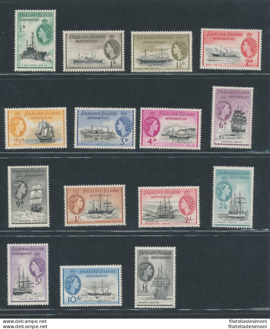 1954 FALKLAND DEPENDENCIES Stanley Gibbons N. G26/G40 Serie Di 15 Valori - MNH** - Autres & Non Classés