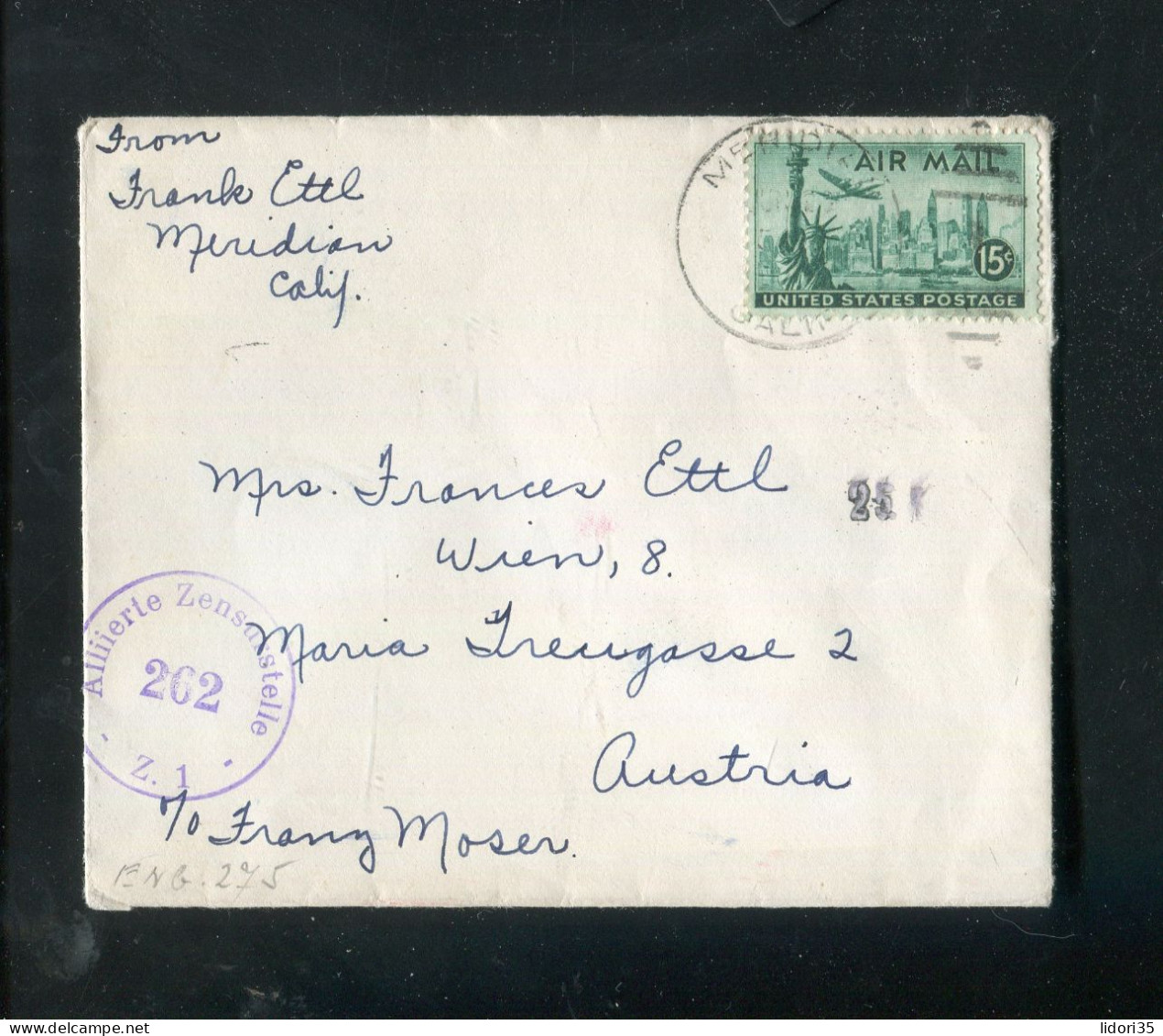 "USA" 1952, Brief Mit "ZENSUR" (Alliierte Zensurstelle) Ex Meridien Nach Wien (70098) - Covers & Documents