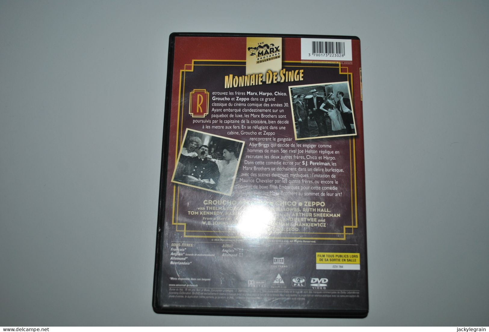 DVD "Monnaie Singe"/Marx Brothers VO Anglais/ST Français Comme Neuf Vente En Belgique Uniquement Envoi Bpost 3 € - Comedy