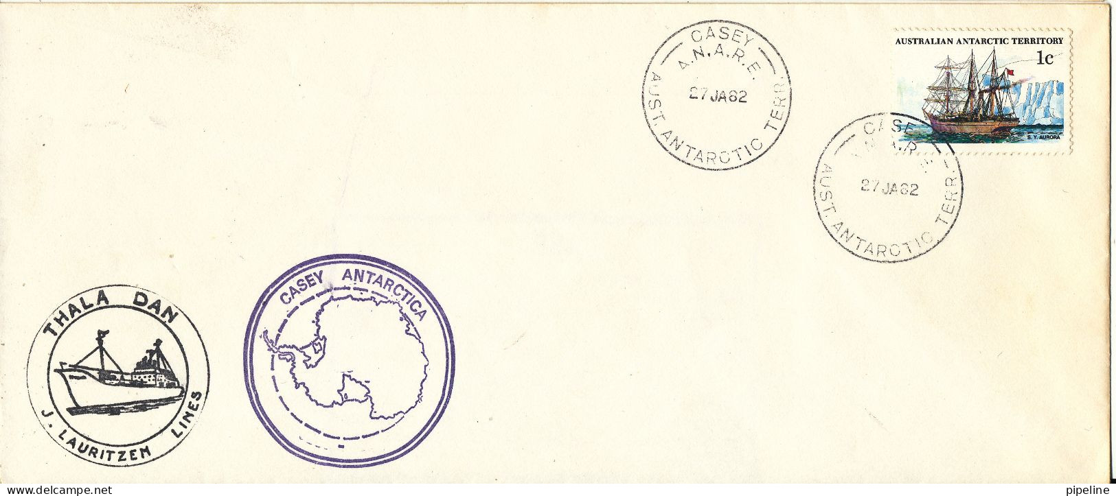 AAT Australian Antarctic Territory Cover Casey 27-1-1982 Thala Dan J. Lauritzen Lines - Cartas & Documentos