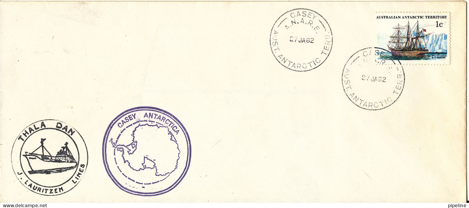AAT Australian Antarctic Territory Cover Casey 27-1-1982 Thala Dan J. Lauritzen Lines - Lettres & Documents