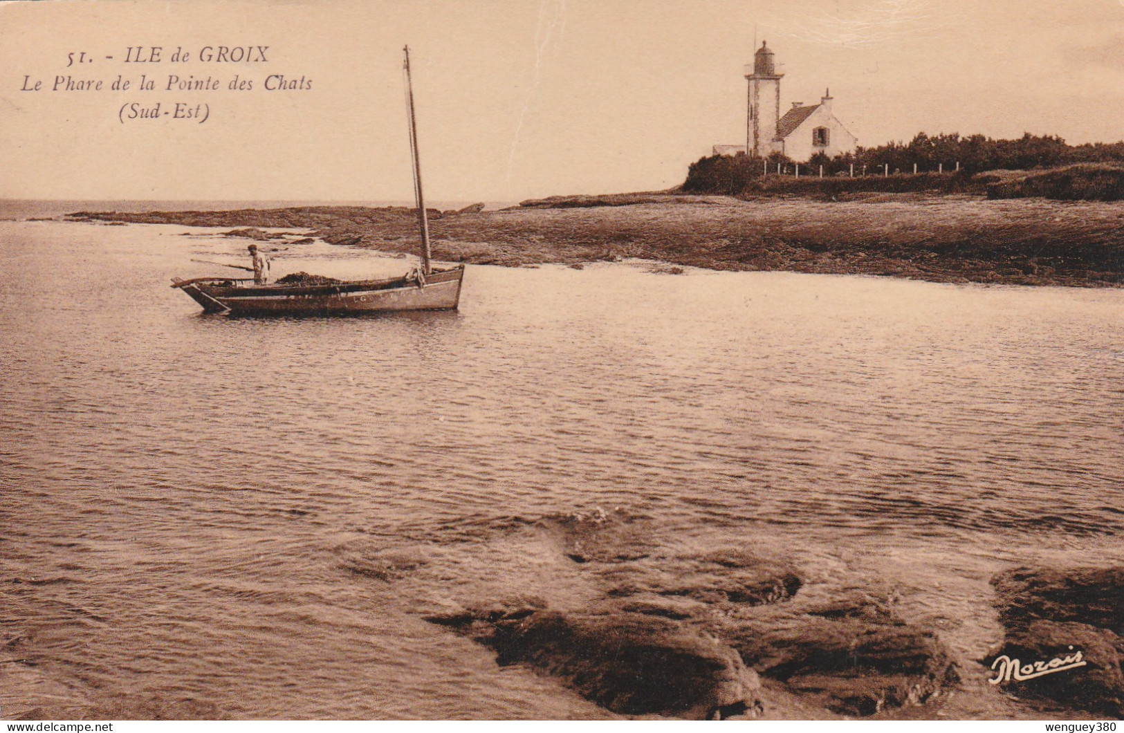 56  ILE DE GROIX   Le Phare De La Pointe Des Chats (Sud-Est)   TB PLAN   Nozais  1937   PAS COURANT - Groix