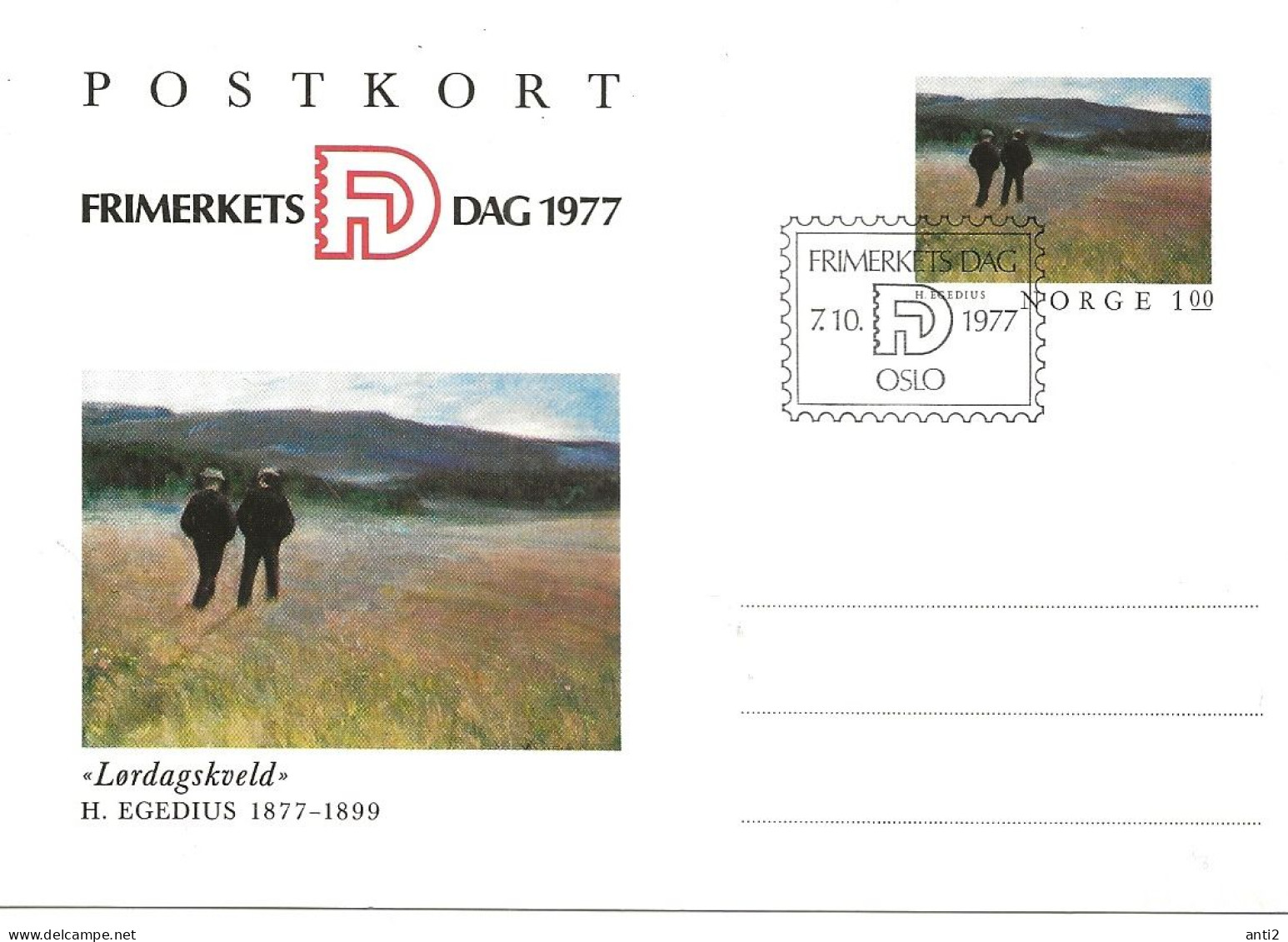 Norway 1977 Special Card Stamps Day Special  Cancellation  11.8.77   FDC  First Day Cancellation - Storia Postale