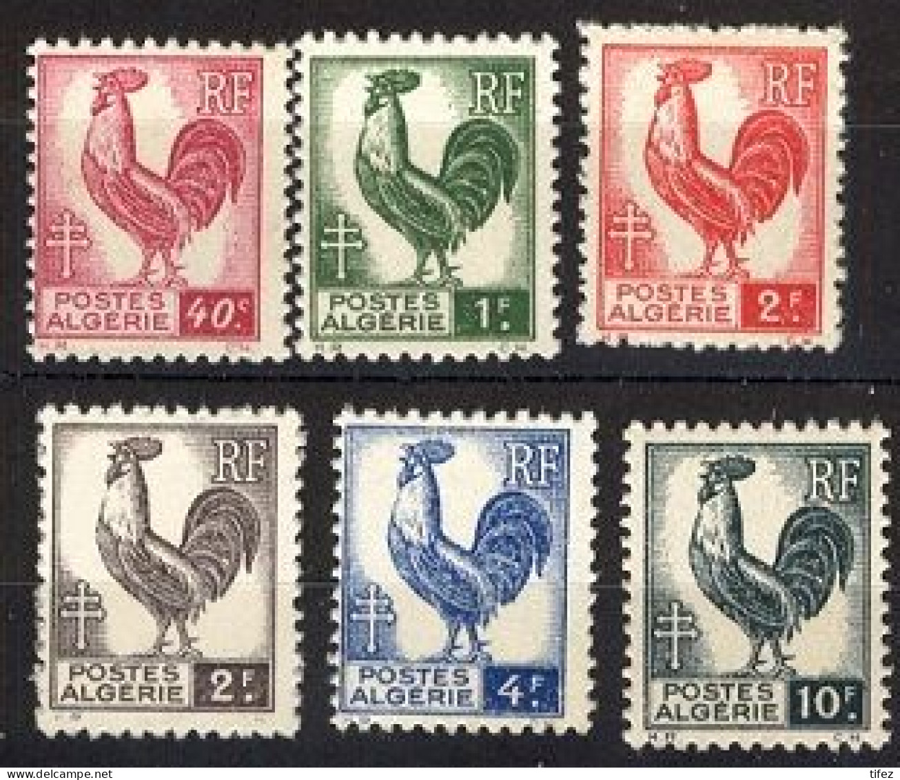 Année 1944-N°218/223 Neufs**MNH : Coq D'Alger - Dentelure Irrégulière - - Neufs